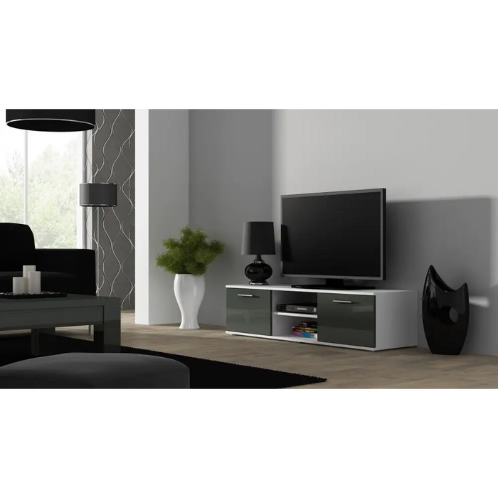 Cama TV stand SOHO 140 white/grey gloss - TV cabinets made of furniture boardSTV-ZPM<<<TV cabinetsSTV<<<ActionPL