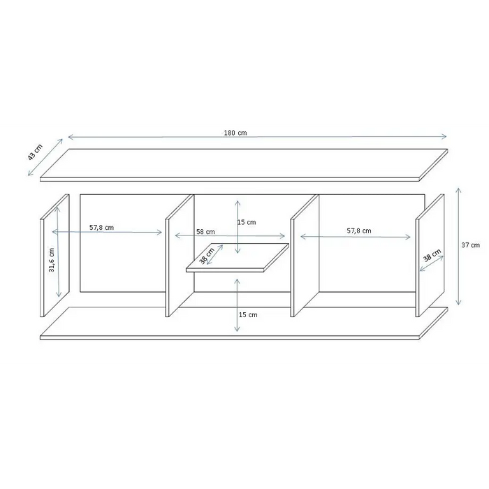 Cama TV stand SOHO 180 grey/grey gloss - TV cabinets made of furniture boardSTV-ZPM<<<TV cabinetsSTV<<<ActionPL
