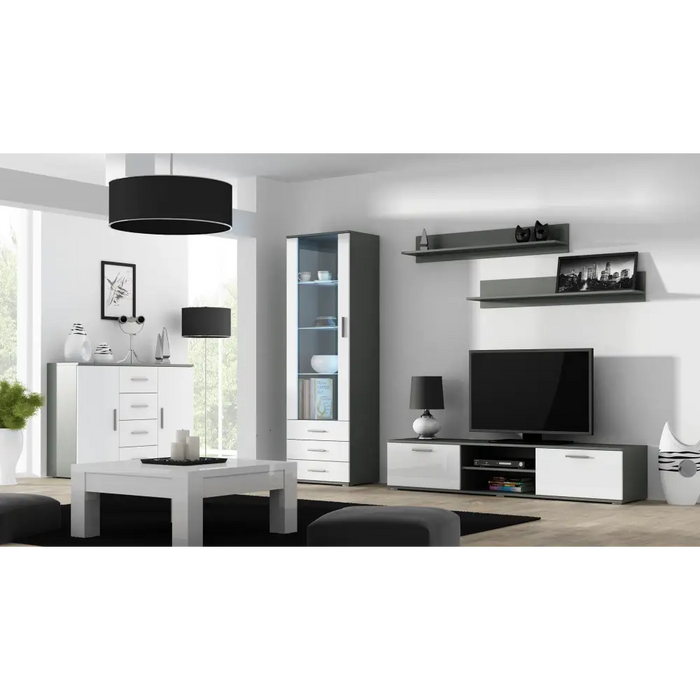 Cama TV stand SOHO 180 grey/white gloss - TV cabinets made of furniture boardSTV-ZPM<<<TV cabinetsSTV<<<ActionPL