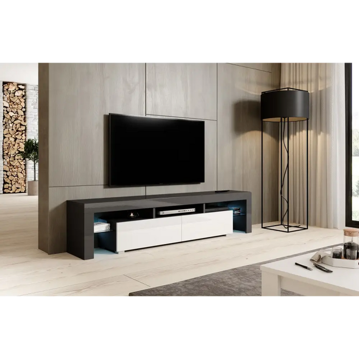 Cama TV stand TORO 200 grey/white gloss - TV cabinets made of furniture boardSTV-ZPM<<<TV cabinetsSTV<<<ActionPL