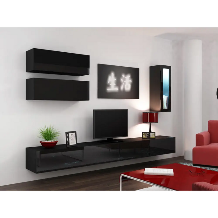 Cama TV stand VIGO 140 30/140/40 black/black gloss - TV cabinets made of furniture boardSTV-ZPM<<<TV