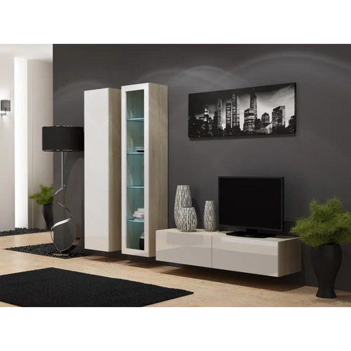Cama TV stand VIGO 140 30/140/40 sonoma/white gloss - TV cabinets made of furniture boardSTV-ZPM<<<TV