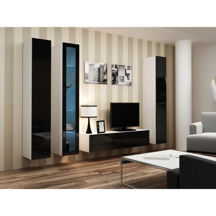 Cama TV stand VIGO 140 30/140/40 white/black gloss - TV cabinets made of furniture boardSTV-ZPM<<<TV