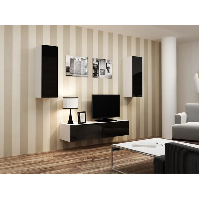 Cama TV stand VIGO 140 30/140/40 white/black gloss - TV cabinets made of furniture boardSTV-ZPM<<<TV