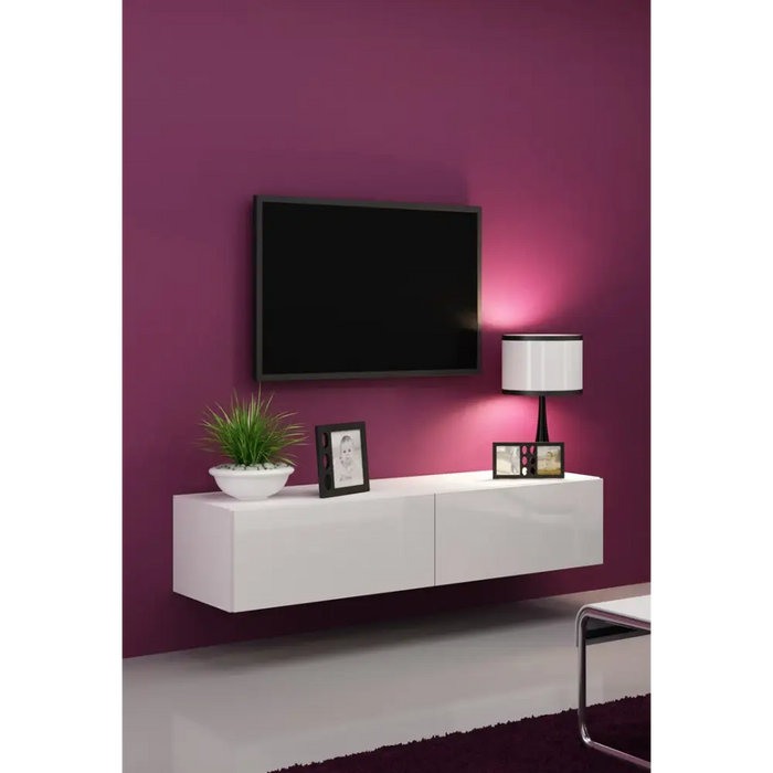 Cama TV stand VIGO 140 30/140/40 white/white gloss - TV cabinets made of furniture boardSTV-ZPM<<<TV