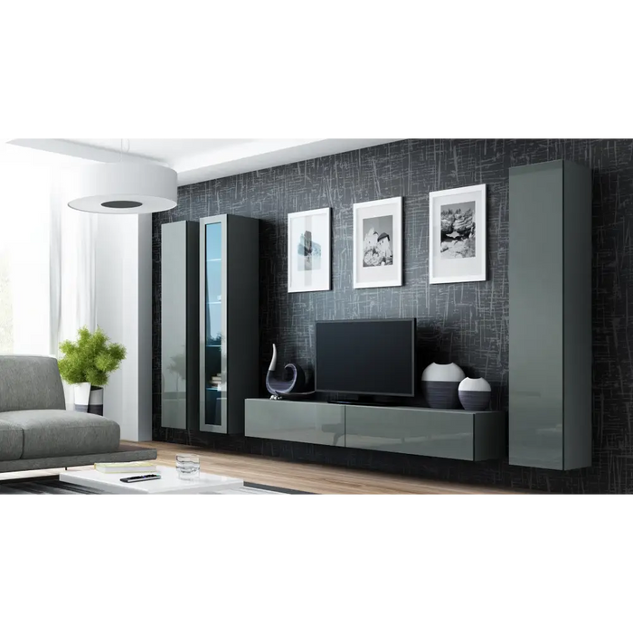 Cama TV Stand VIGO ’180’ 30/180/40 grey/grey gloss - TV cabinets made of furniture boardSTV-ZPM<<<TV