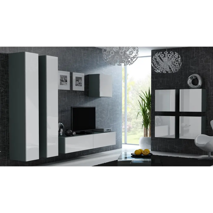 Cama TV Stand VIGO ’180’ 30/180/40 grey/white gloss - TV cabinets made of furniture boardSTV-ZPM<<<TV