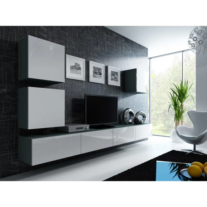 Cama TV Stand VIGO ’180’ 30/180/40 grey/white gloss - TV cabinets made of furniture boardSTV-ZPM<<<TV