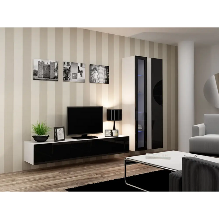 Cama TV Stand VIGO ’180’ 30/180/40 white/black gloss - TV cabinets made of furniture boardSTV-ZPM<<<TV