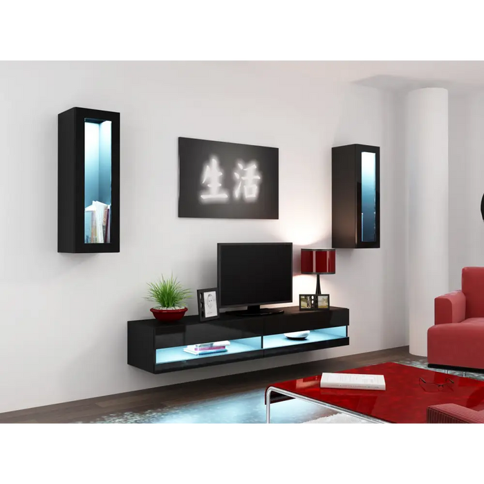 Cama TV stand VIGO NEW 30/140/40 black/black gloss - TV cabinets made of furniture boardSTV-ZPM<<<TV