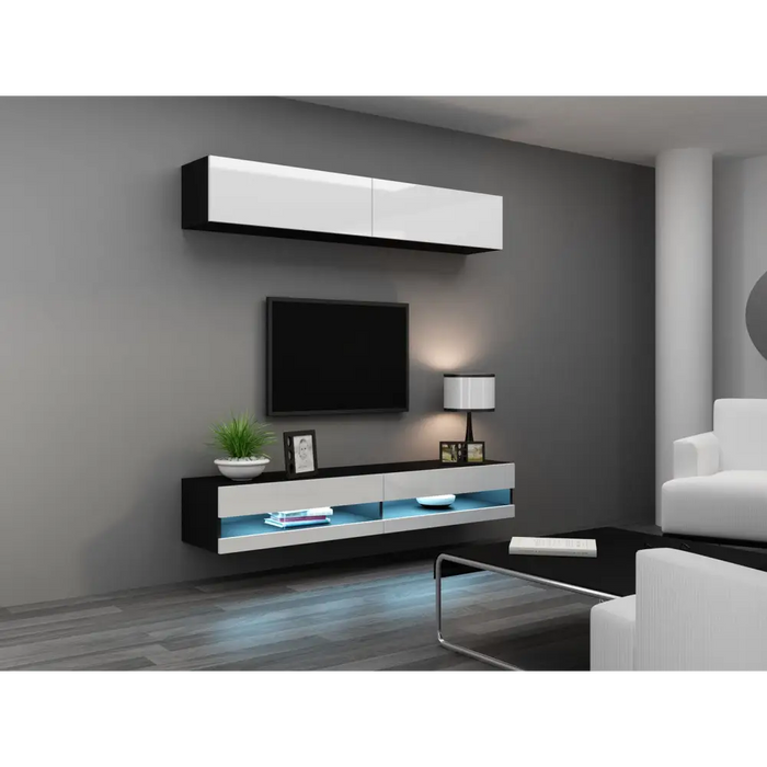 Cama TV stand VIGO NEW 30/140/40 black/white gloss - TV cabinets made of furniture boardSTV-ZPM<<<TV