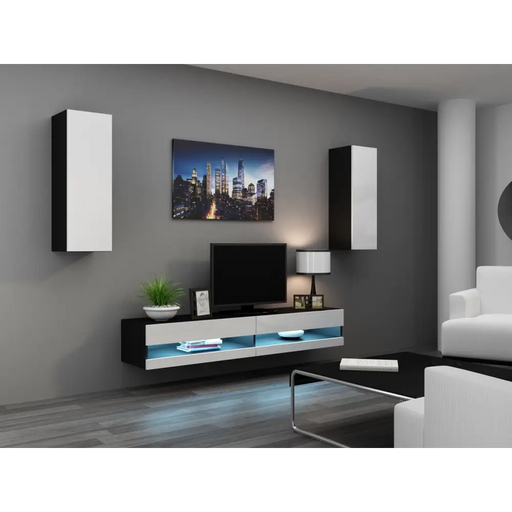 Cama TV stand VIGO NEW 30/140/40 black/white gloss - TV cabinets made of furniture boardSTV-ZPM<<<TV