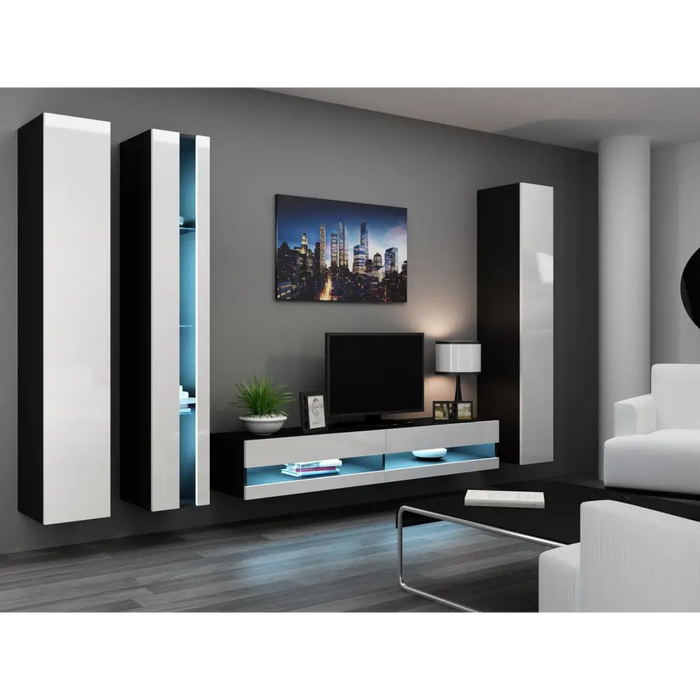 Cama TV stand VIGO NEW 30/140/40 black/white gloss - TV cabinets made of furniture boardSTV-ZPM<<<TV