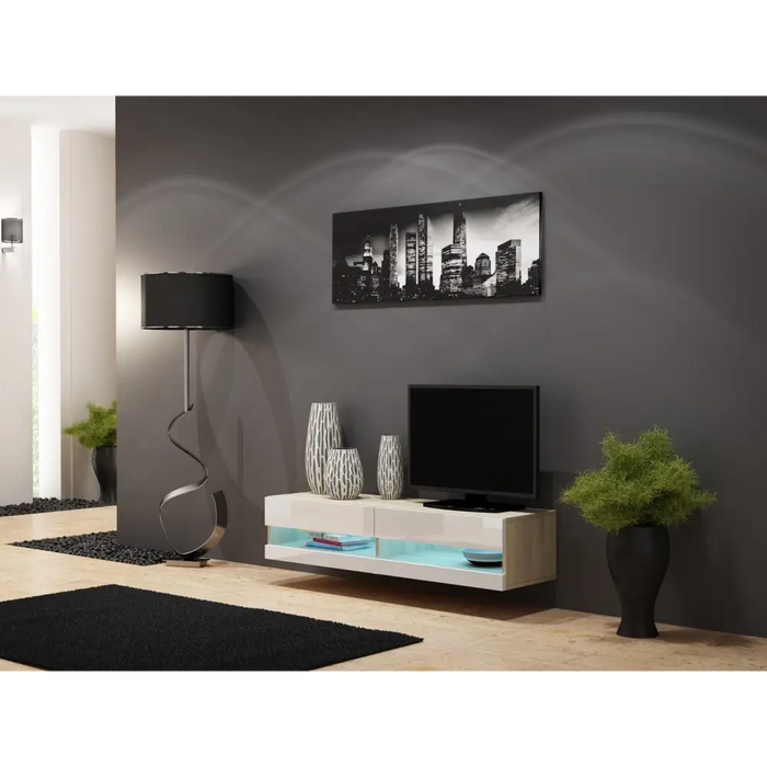 Cama TV stand VIGO NEW 30/140/40 sonoma/white gloss - TV cabinets made of furniture boardSTV-ZPM<<<TV