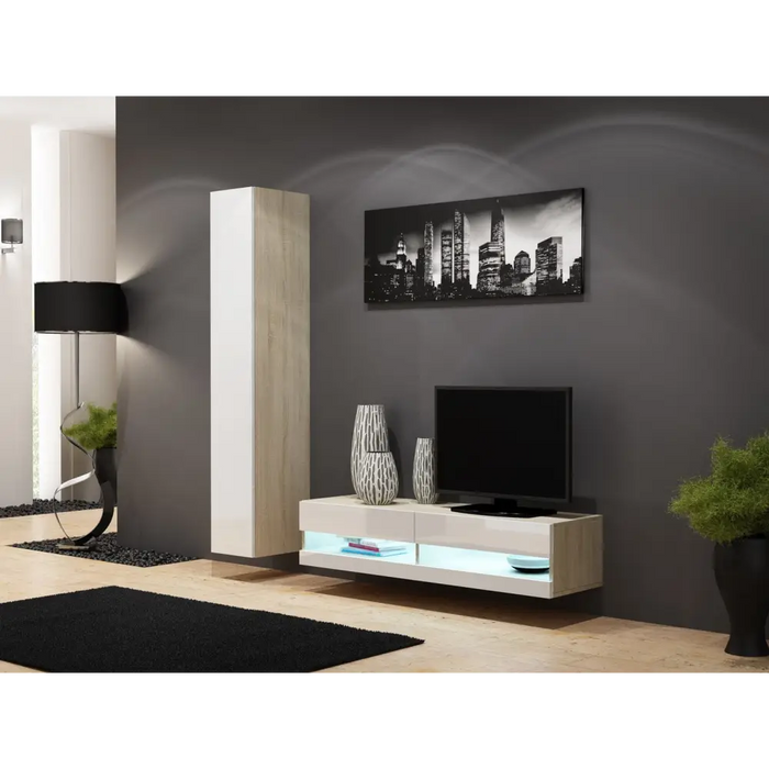 Cama TV stand VIGO NEW 30/140/40 sonoma/white gloss - TV cabinets made of furniture boardSTV-ZPM<<<TV