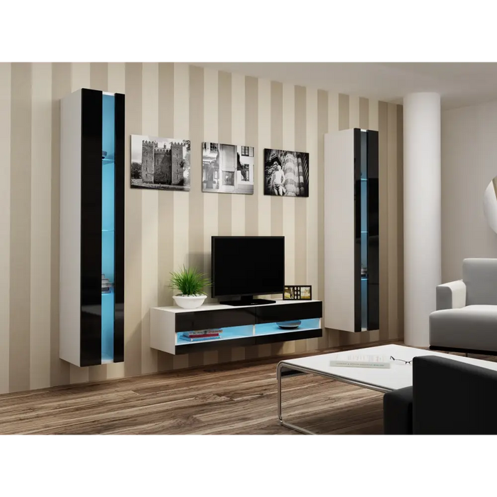 Cama TV stand VIGO NEW 30/140/40 white/black gloss - TV cabinets made of furniture boardSTV-ZPM<<<TV