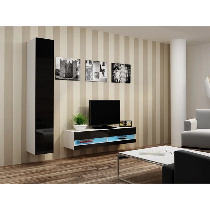 Cama TV stand VIGO NEW 30/140/40 white/black gloss - TV cabinets made of furniture boardSTV-ZPM<<<TV
