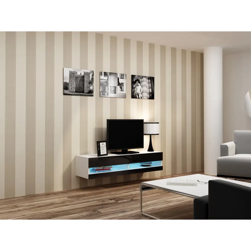 Cama TV stand VIGO NEW 30/140/40 white/black gloss - TV cabinets made of furniture boardSTV-ZPM<<<TV