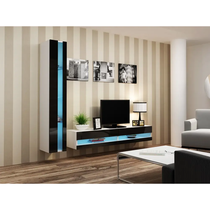 Cama TV stand VIGO NEW 30/140/40 white/black gloss - TV cabinets made of furniture boardSTV-ZPM<<<TV