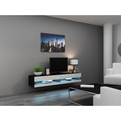 Cama TV stand VIGO NEW 30/180/40 black/white gloss - TV cabinets made of furniture boardSTV-ZPM<<<TV