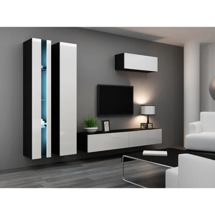 Cama TV stand VIGO NEW 30/180/40 black/white gloss - TV cabinets made of furniture boardSTV-ZPM<<<TV