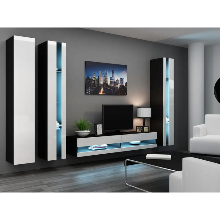 Cama TV stand VIGO NEW 30/180/40 black/white gloss - TV cabinets made of furniture boardSTV-ZPM<<<TV