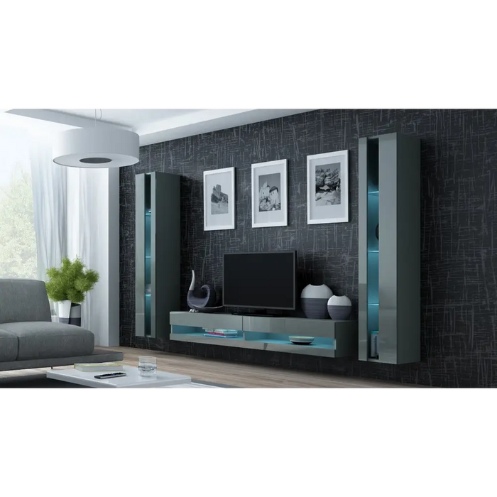 Cama TV stand VIGO NEW 30/180/40 grey/grey gloss - TV cabinets made of furniture boardSTV-ZPM<<<TV