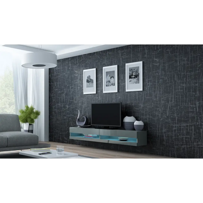 Cama TV stand VIGO NEW 30/180/40 grey/grey gloss - TV cabinets made of furniture boardSTV-ZPM<<<TV