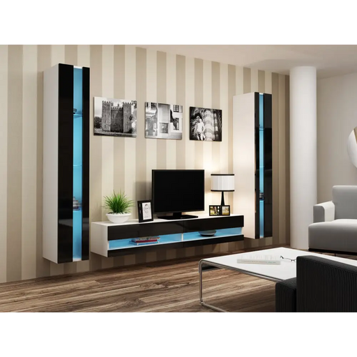Cama TV stand VIGO NEW 30/180/40 white/black gloss - TV cabinets made of furniture boardSTV-ZPM<<<TV