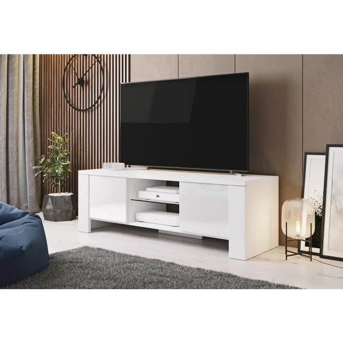 Cama TV stand WEST 42/130/42 white/white gloss - TV cabinets made of furniture boardSTV-ZPM<<<TV cabinetsSTV<<<ActionPL