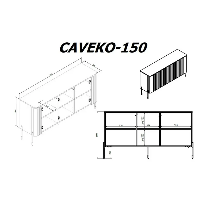 Cama VERA chest of drawers 150x40x80 matt white - Chests of drawers made of furniture