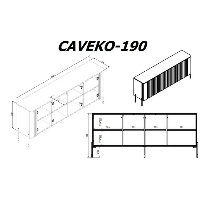 Cama VERA chest of drawers 190x40x80 matt white - Chests of drawers made of furniture