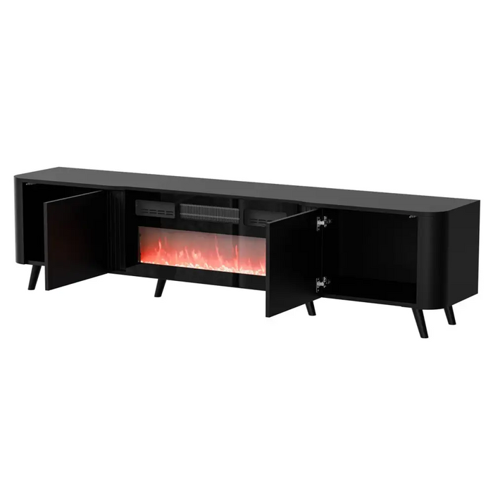 Cama Volare RTV cabinet 200 x 39 x 49 matte black + fireplace - TV cabinets made of furniture boardSTV-ZPM<<<TV