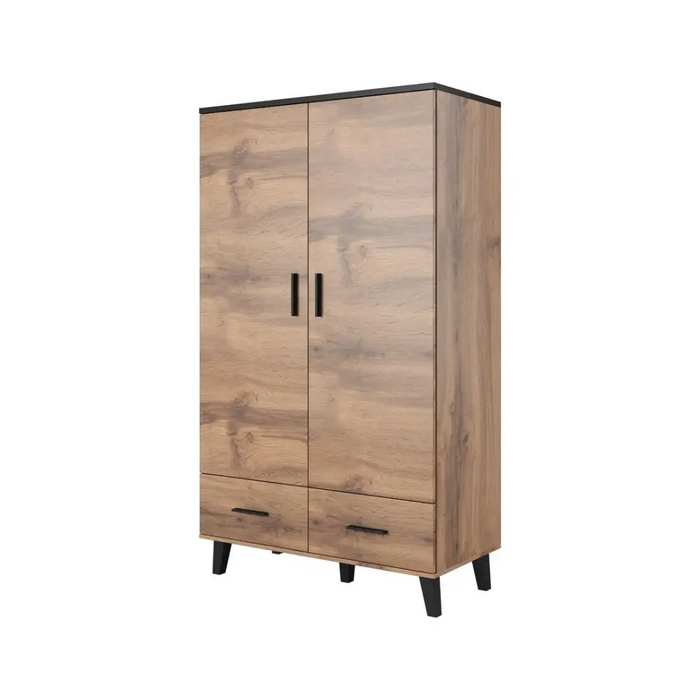 Cama wardrobe LOTTA 2D2D wotan oak + mat black - Openable cabinetsSZF-OTW<<<WardrobesSZF<<<ActionPL