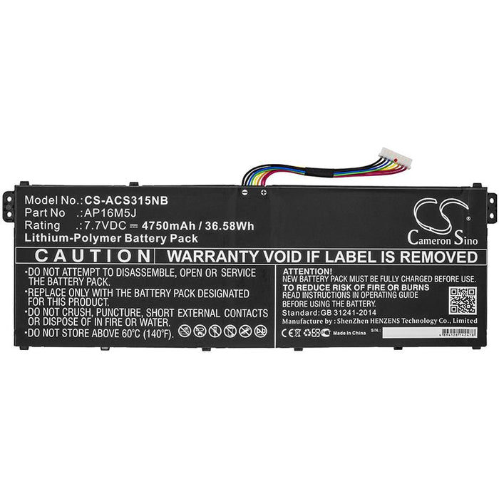 Laptop battery ACER AP16M5J Aspire 3 A315-21 LIPo 7.7v 4750mA Cameron Sino