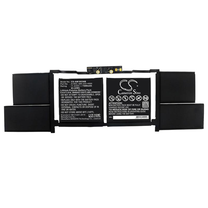 Laptop battery Apple MacBook Pro 15 inch TOUCH BAR A1990 2019 A1953 LiPo 11.4V 7300mAh CAMERON SINO