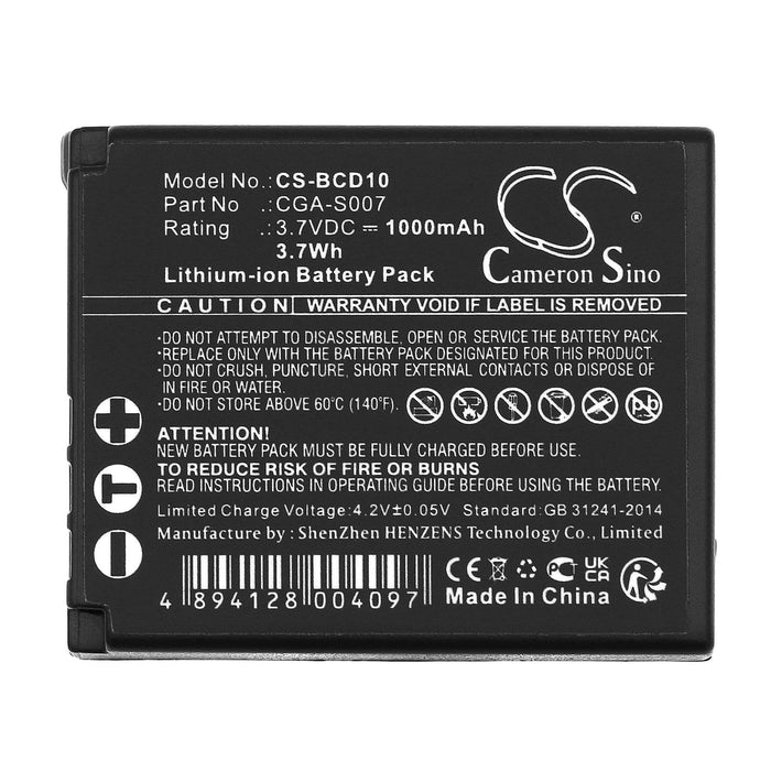 Camera battery Panasonic CGA S007 LiIon 3.7V 1000mAh Cameron Sino