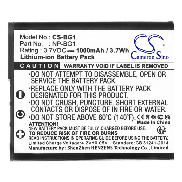 Camera battery SONY NP-BG1 LiIon 3.7V 1000mAh Cameron Sino