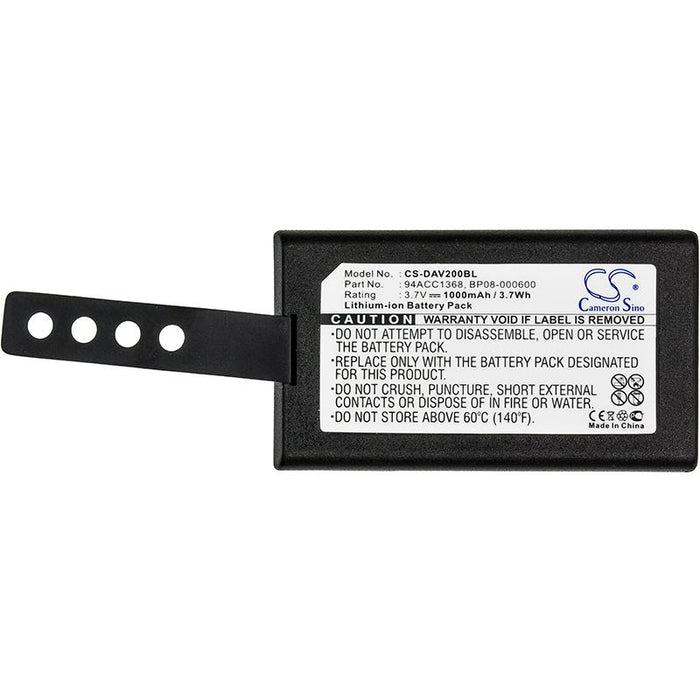 Battery for barcode scanner Datalogic CVR2 DL-Memor/ Wasp DT10 94ACC1368 LiIon 3.7V 1000mAh Cameron Sino