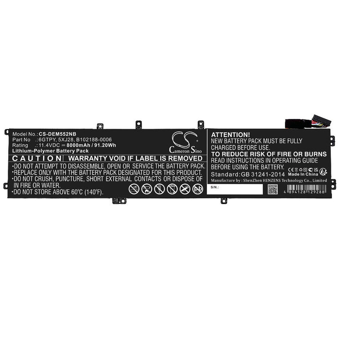 Laptop Battery DELL XPS 15 9560 Precision 5520 CS-DEM552NB 11.4V 8000mAh CAMERON SINO