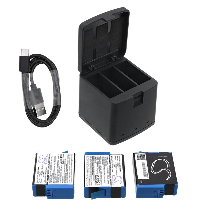 Camera Battery Charger with Three Sockets GoPro 9/ 10 / 11 / 12 With USB-C Cameron Sino