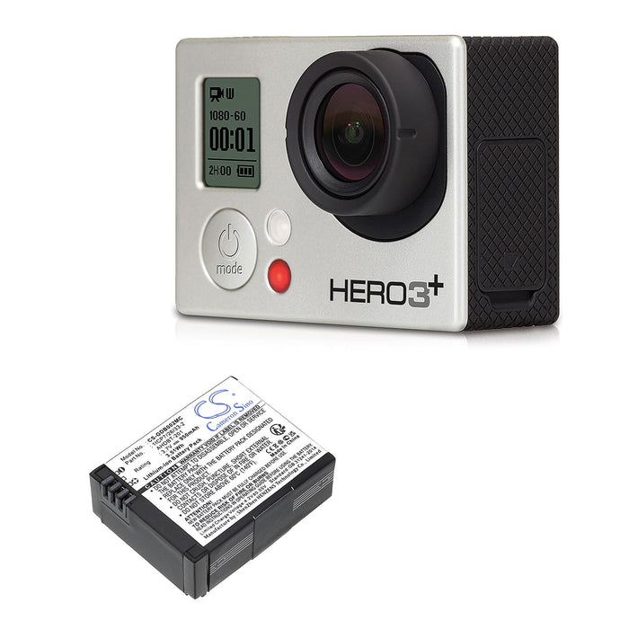 GO PRO Hero 3 Camera Battery; HERO 3 Plus AHDBT-201 3.7V 950mAh LIIon Cameron Sino