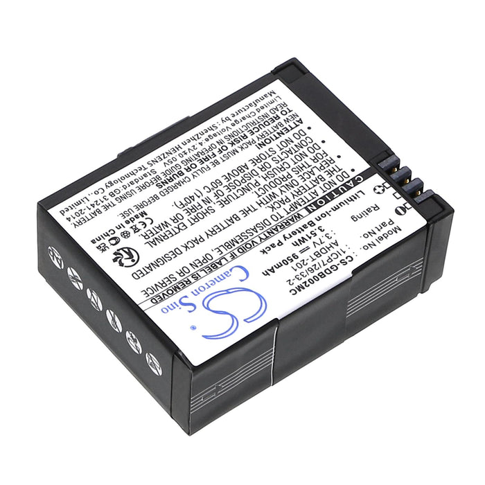 GO PRO Hero 3 Camera Battery; HERO 3 Plus AHDBT-201 3.7V 950mAh LIIon Cameron Sino