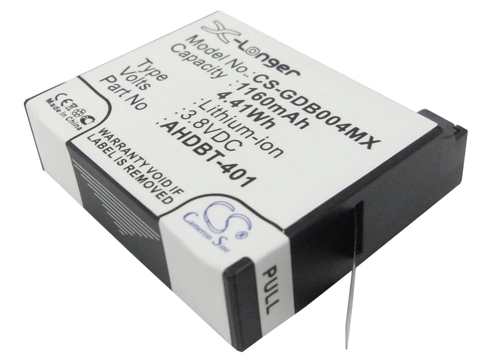 Battery for GOPRO Hero 4 camera; HERO 4 Plus AHDBT-401 3.8V 1160mAh LIIon Cameron Sino