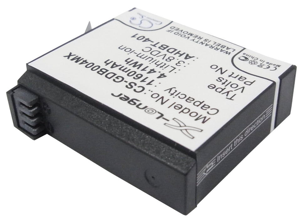 Battery for GOPRO Hero 4 camera; HERO 4 Plus AHDBT-401 3.8V 1160mAh LIIon Cameron Sino