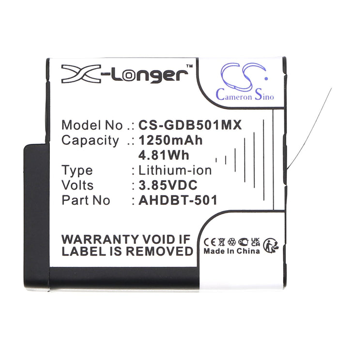 Battery for GOPRO Hero 5 camera; Hero 6; Hero 7; Hero 8 AHDBT-501 3.85V 1250mAh LIIon Cameron Sino