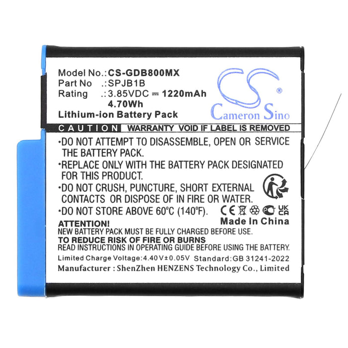 Battery for GOPRO Hero 5 camera; HERO 6; Hero 7; Hero 8 AABAT-001 3.85V 1220mAh LIIon Cameron Sino