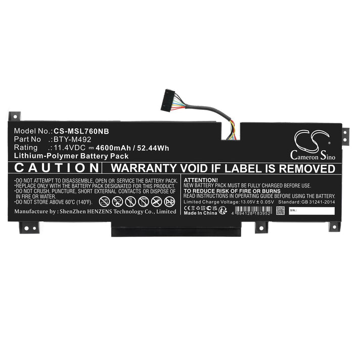 Laptop battery CAMERON SINO MSI Katana GF76, 11UD-050, CS-MSL760NB, BTY-M492 11.4V 4600mAh