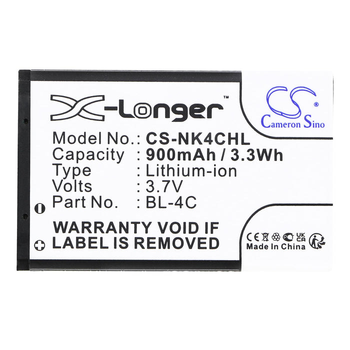 Battery for mobile phone NOKIA 6100, 6200, 107, 108 BL-4C LiIon 3.7V 900mAh CAMERON SINO