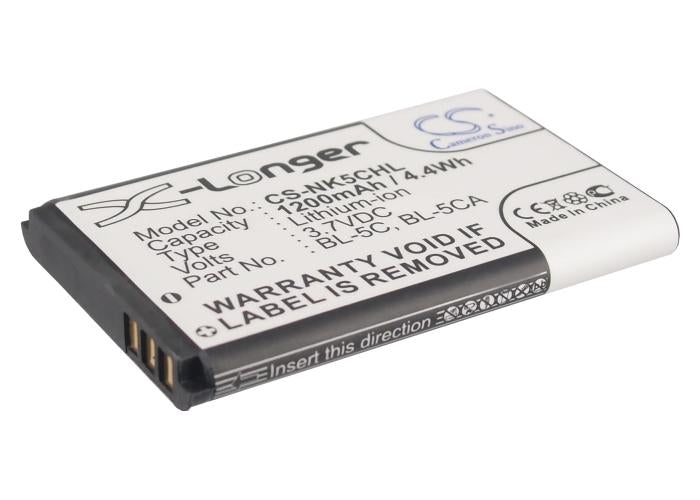 CAMERON SINO BL-5C phone battery, for Nokia 105 2700 3110 5130 6230 E50, 3.7V, 1200mAh